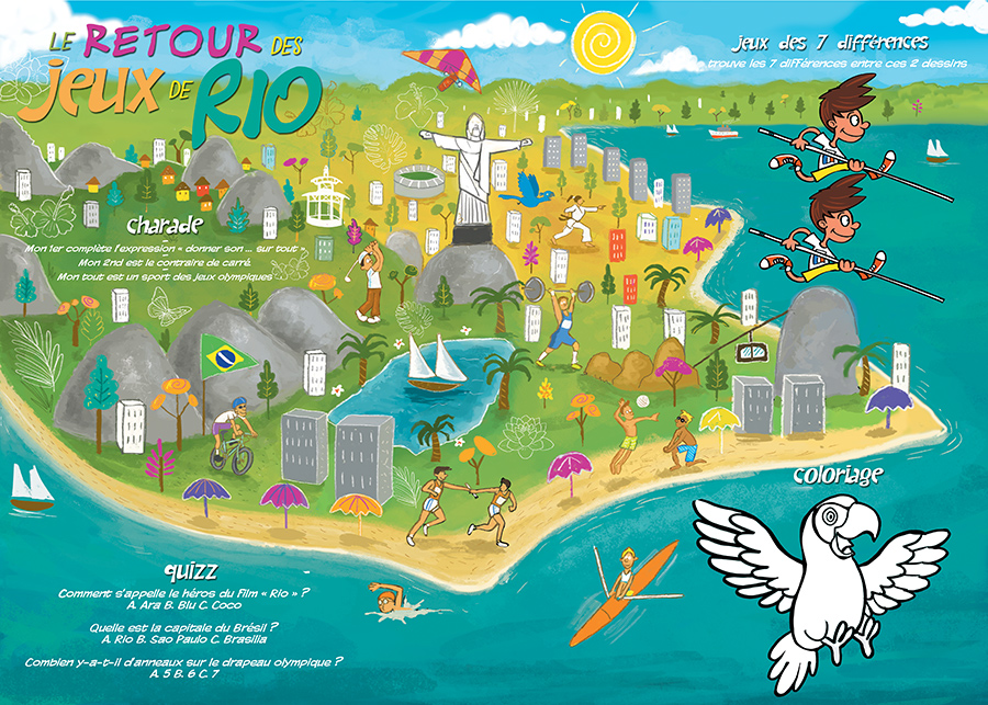 set de table pour enfants sur le thème des Jeux olympiques de Rio thème rio